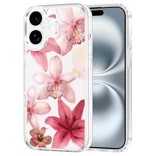 Coque iPhone 17 6,3" fleur orchidée rouge en TPU souple