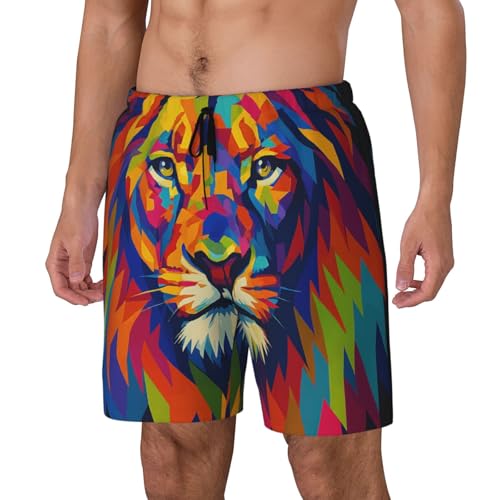 Bañador casual de hombre con estampado de león colorido 2