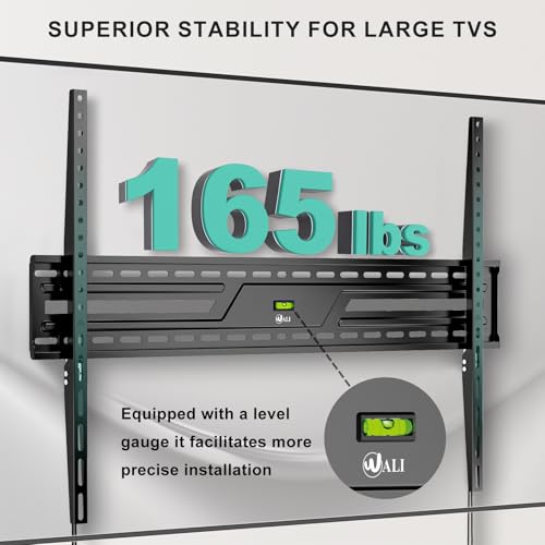 Image of WALI Heavy Duty TV Wall Mount for 43-120 Inch Flat Curved TVs up to 165 lbs,Low Profile 1.2 Inch from Wall,Mounting Holes up to 900x600mm,Compatible with Stud Spacing, Easy Install Bracket,Black