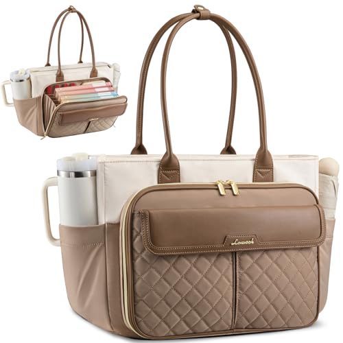 Image of LOVEVOOK Teacher Tote Bag for Women, Laptop Bag Briefcase with Accordion File Pocket, Nurse Handbag for Work, Travel, College