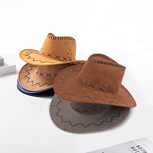 NYKKOLA Cowboy Hat Western Cowboy Hat for Men and Women Wide Brim Suede Cowboy Hats Authentic Gunslinger Hat Unisex Felt Cowboy Hats