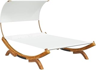 Outdoor Daybed with Canopy, Patio Furniture Sunbed Double Chaise Lounge Bed, Patio Sun Tanning Chair for Garden Lawn Backy...