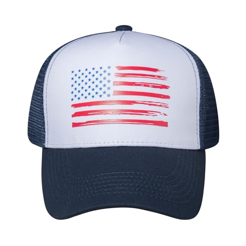 Image of VIONLAN Baseball Cap American Flag Trucker Hat for Men Women 3D Embossed Logo Adjustable Outdoor Mesh Snapback Hat