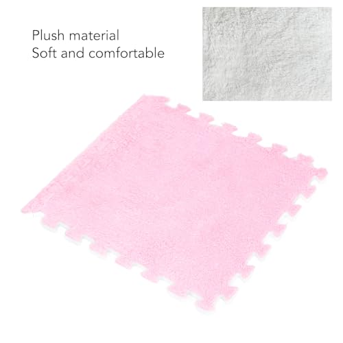 10 Stück Plüschschaum-Bodenmatten Verhindern EIN Verrutschen, Schneidbare, Verdickte, Ineinandergreifende Teppichfliesen Schlafzimmer (Rosa)