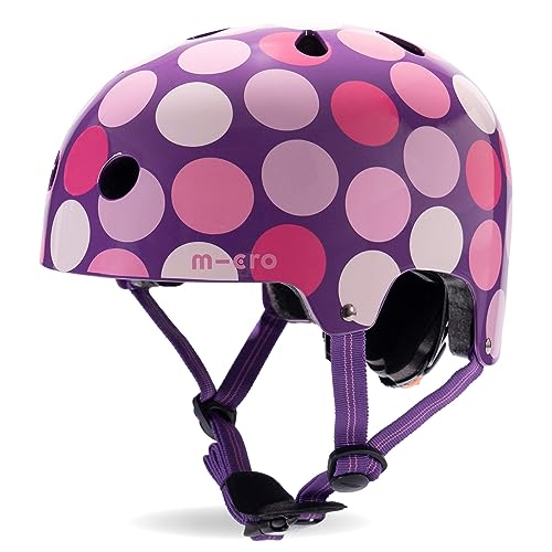 Micro Scooters | Bike/Scooter Printed Deluxe Children's Helmet | Cycling Accessories | Adjustable Headwear | Boys & Girls | 55-58cm | Purple Dot