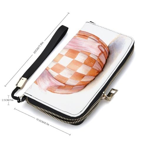 Round Pumpkin with Pink Bow PU Leather Clutch Long Bifold Wallet, Coin Purse Credit Pass Case, Durable Card-Holder Money Storage for Women Men2