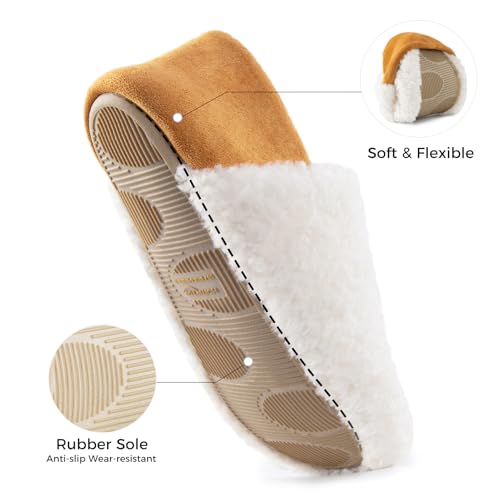 HomeTop Women's Plush Slippers with Collapsible Microsuede Heel Indoor House Shoes4