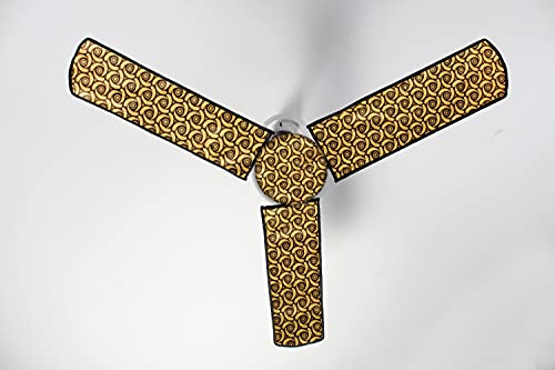 Image of Stylista Waterproof & Dustproof Three Blade Ceiling Fan Cover with attachable Enclosure Set of 1 Fan Cover Packed Pattern Yellow