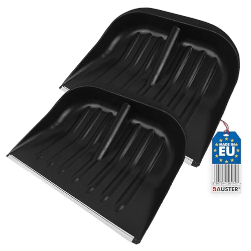 BAUSTER® 2X Schneeschaufel 38x47,5 cm Aluminiumkant, Kunststoff Blatt Schneeschieber ohne Stiel Schiebekante Schaufel Robust Widerstandsfähig Große Schaufel für Sägemehl Aluprofil