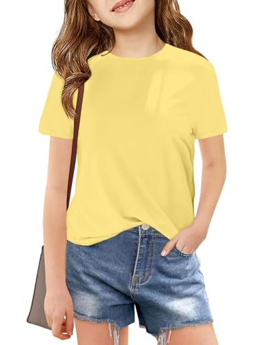 Girls Short Sleeve T Shirts Crew Neck Summer Tops Basic Tees 5-14 Year3
