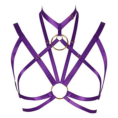 BANSSGOTH Mujer Sujetador Arnés Punk Gothic Liguero Tops Jaula Tallas Grandes Telas elásticas Trajes de Baile Cover