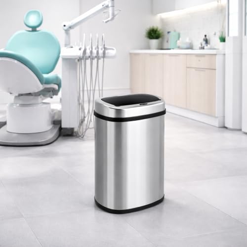 Cubo de Basura Automatico Cocina con Sensor de Movimiento Inteligente Sin Contacto | 50 litros Acero INOX Tapa Automática Carga con Pilas o Batería. Diseño moderno para hogar oficina y reciclaje - imagen 8