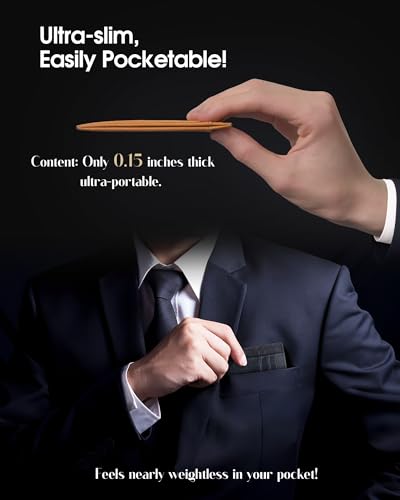 Men's Slim Wallet Italian Pebbled Leather Minimalist Front Pocket RFID Blocking Credit Card Holder with Gift Box Green4