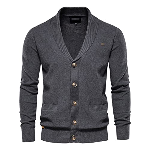 Cardigan en coton pour homme Roquorl, gilet chaud col V pour morphologie XXXL d'hiver