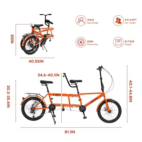 BGGFNZ Folding Tandem Bike