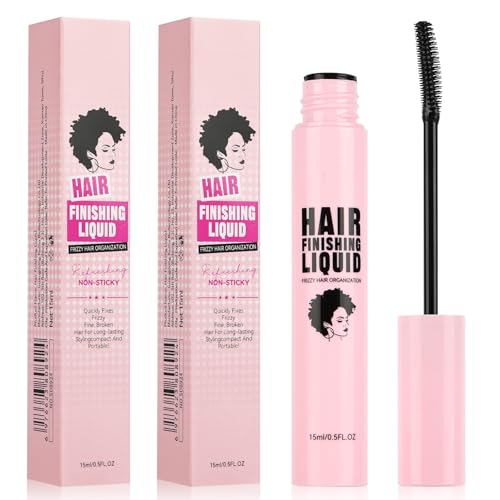 ALIIP 2PCS Bâtons de Finition, Mascara pour Cheveux Cassés, 15ML Bâton Finition pour Cheveux, Hair Finishing Cream Stick, Transparent, Contrôler Les Frisottis, Non Grasses et Non Collantes, Rose
