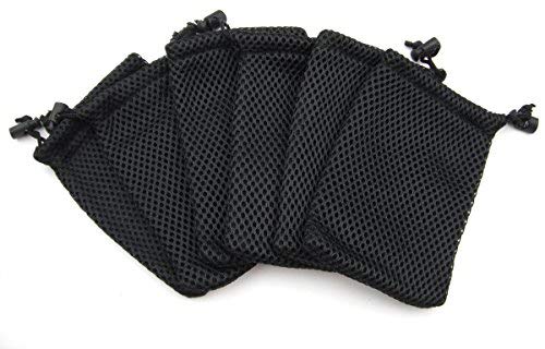 Wholesale Nylon Mesh Drawstring Bag Pouches for Mini Stuff Cellphone Mp3 9x14cm (Black 50 Packs)