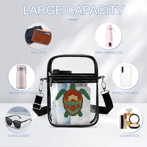 Honolulu Turtle Clear Crossbody Bag Stadium Bag Adjustable Side Shoulder Bags Messenger Bag with 2 Compartments3