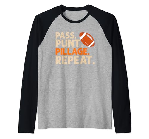 Pass Punt Pillage Repeat Rugby Raglan Baseball Tee