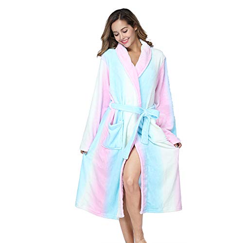 RONGTAI Womens Bathrobe Ladies Fleece Plush Warm Long Robes Fleece Nightgown Sleepwear4
