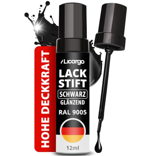 LICARGO Lackstift Schwarz Glänzend - Reparaturlack gegen Kratzer RAL 9005 – Ansicht 1