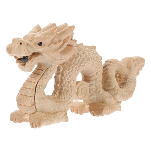 Estatua de dragón de madera para escritorio miniatura 2