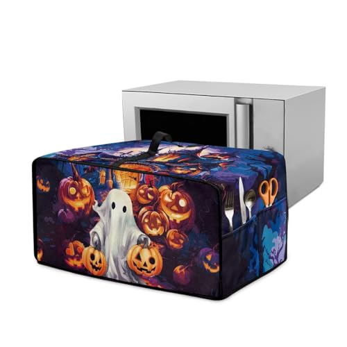Doojoayie Ghost & Pumpkin Toaster Oven Covers 8 Slice Bread Machine Machine Cover Kitchen Thanksgiving Day Decoration Gift for Friends, Family, Wife, Women
