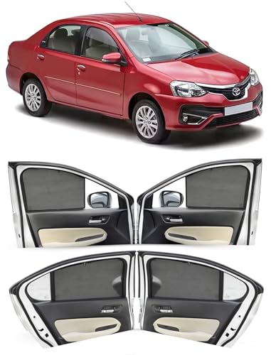 Image of Autofact Car Sunshades for Toyota Etios, UV Protection, Useful Car Accessories, Custom fit Sun Shades for Side Windows, Set of 4