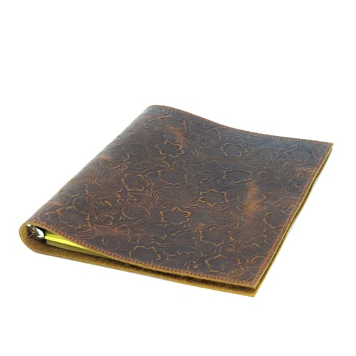 Classeur en cuir fait à la main par JJNUSA, classeur à 3 anneaux, anneaux ronds de 2,5 cm, organiseur pour bloc-notes A4 21,6 x 27,9 cm
