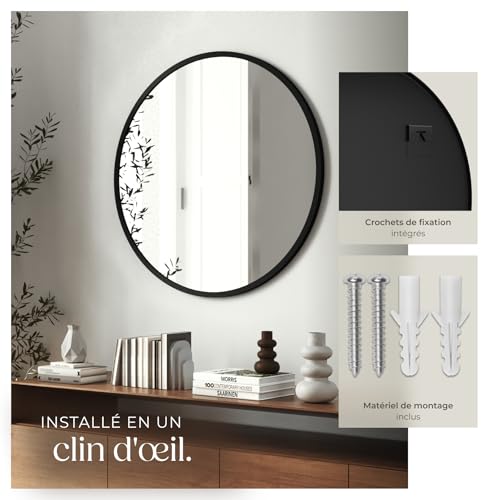 Miroir mural rond avec cadre en aluminium design minimaliste - vue 4
