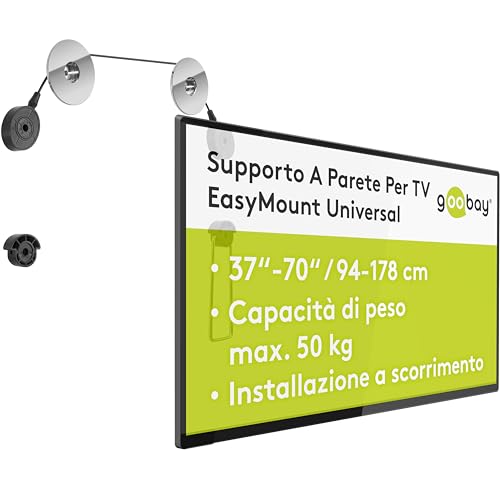 goobay Supporto TV Parete Cavo 37-70 Pollici Ultra-Piatto 14,5 mm VESA fino a 800x800 Fino a 50 kg - EasyMount L - 63490