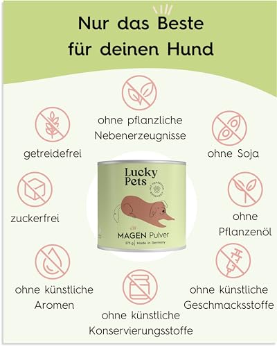 Lucky Pets Premium Magenpulver 275g – Ulmenrinde für Hunde – Ohne Aufkochen sofort verzehrfertig – Hund Darmflora aufbauen – Made in Germany – Slippery Elm Bark