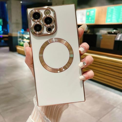 【SUYYPW】適用 iPhone 17 Pro max ケース メッキ加工 シンプル 四角形デザイン 全面保護 擦り傷防止 落下防止 アイフォン17プロマックス 人気 カバー 韓国 ワイヤレス充電対応 防塵 光沢感 おしゃれ アイホン17 Pro max