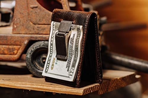 Hoj Co. Deacon Id Bifold Money Clip Wallet For Men | Full Grain Leather Front Pocket Wallet | Bifold Wallet With Money Clip (Brown Natural Grain) #TOP4