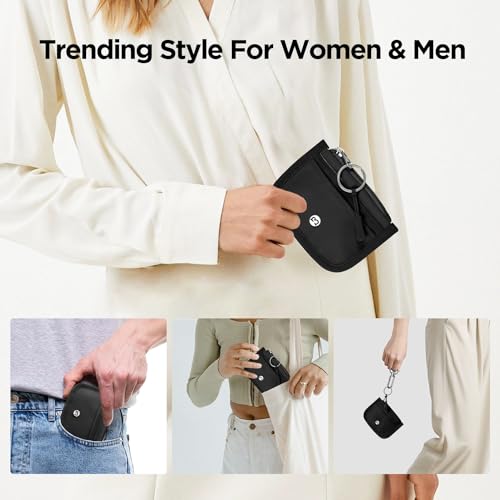 Image of Babysun Mini Rfid Card Holder Slim Wallet with Change Zipper Pocket /3 Crad Slots /Key Ring, Small Wallet Thin Credit Card Wallet for Women & Men