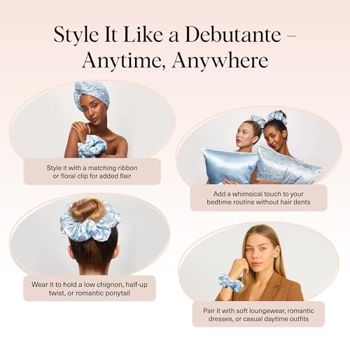 image for Bridgerton x Kitsch Satin Scrunchies for Women, No Snag, No Tugging, S