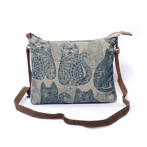 Vintage Cat - Wristlet Wallets for Women, Crossbody Sling Bags, Cotton Canvas Purses, 100% Cotton Canvas