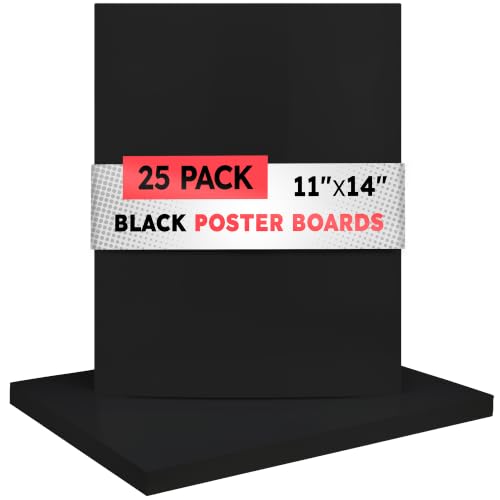 Image of Hygloss Medium Poster Board 11x14-25 Count Bulk Pack - 10 Pt. Thickness Black Poster Board Paper for Projects, Presentations, Displays, Signs, Crafts - Blank Posterboard Multipack 11 inch x 14 inch