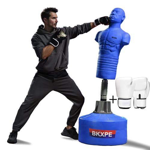 BKXPE Adjustable Bob Punching Dummy – Freestanding Silicone Punching Bag with Telescopic Height, Stable Large Base for Adults, Boxing, Kickboxing, MMA & Home Gym Training(Blue)