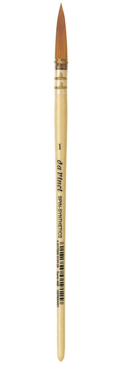 da VinciWatercolor Series 488 CosmoTop Spin Paint Brush, Round Synthetic with Lacquered Natural Handle, Size 1 (488-01)