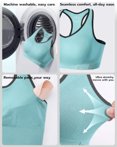 Image of FITTIN Supportive Sports Bra for Large-Bust: 12-Hour Zero-Pressure Comfort | Full Coverage No Spillage Comfortable Fit Padded Racerback Sports Bras for Yoga Gym for C-DDD Cup Plus Size Women