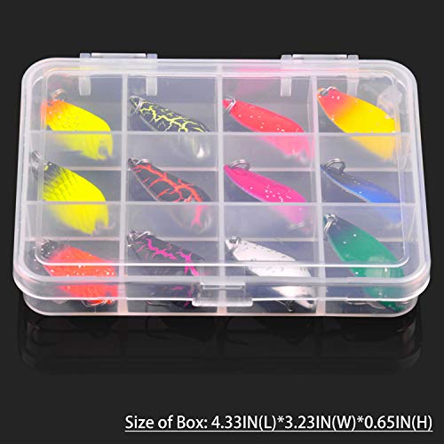 Fishing Spoon Lure Set, Hard Baits Tackle Single Hook Metal Fishing Lures Spoon For Trout Char Bass Perch Tackle Box (12Pcs) #TOP4