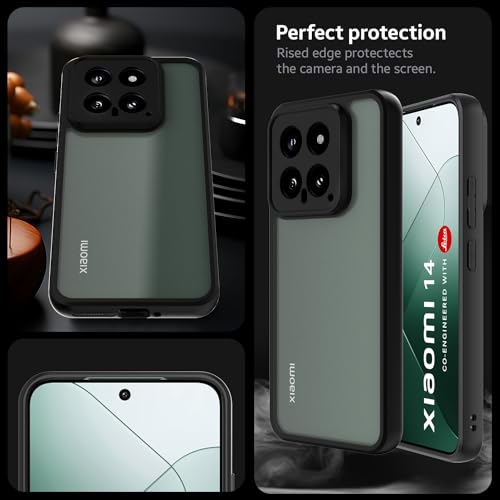 Image of KAPAVER Hybrid Series Back Cover Case Compatible with Xiaomi 14 (PC+TPU) (Black)