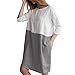 Produktbild MRULIC Damen Leinen Gemütlich Leinen Dünnschnitt Lose langärmelige Bluse T-Shirt Pullover(Y1-Dunkelgrau,EU-46/CN-2XL)