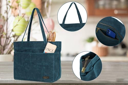 Bolsa resistente de lona encerada con cremallera y asas miniatura 3