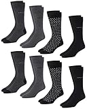 Calvin Klein Men's Socks – 8 Pack Mid-Calf Patterned Socks, Size Shoe Size: 7-12, Black Multi