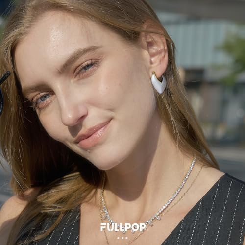 Image of Fullpop Vintage Earrings for Women, Chunky 14K Gold Plated Resin Hoop Earrings Lightweight Hollow Drop Earrings Hypoallergenic Earrings for Women Vintage Anthropologie Jewelry Gifts for Women