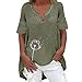 Xmiral Maglietta da Donna a Maniche Corte con Scollo a V in Cotone Stampato Floreale Maglietta Casual Camicetta a t-Shirt Gonne Lunga Chiffon (L,Verde)