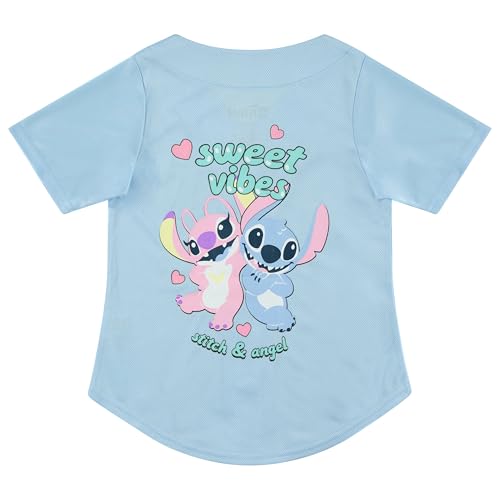 Disney Girls Lilo & Stitch and Angel Baseball Jersey-Classic Mesh Button Down Shirt2