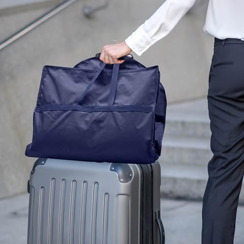 Image of Lazebox 43 inch Travel Garment Bag with Accessories Zipper Pocket, Heavy Duty Suit Bag for Suits, Tuxedos, Dresses, Coats, Blue, 1 pack